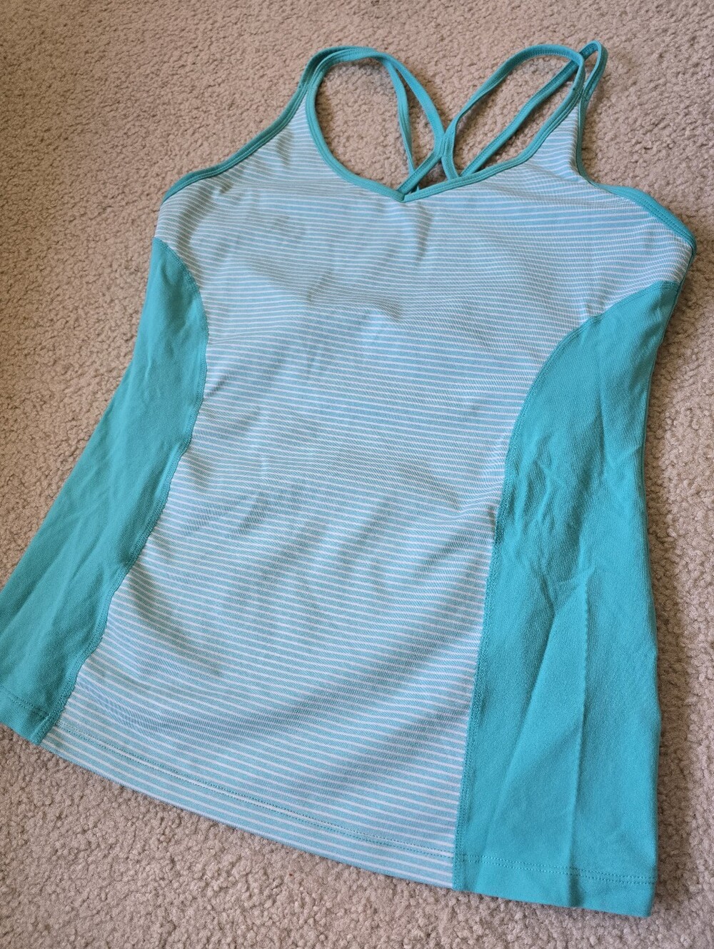 Tuff Athletics Strappy Tank in Aqua & Light Blue Womens Size Medium Large